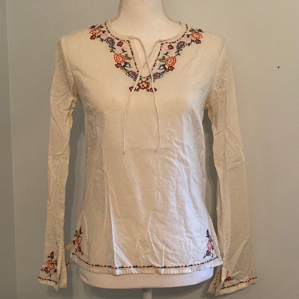 Boho fall embroidered blouse